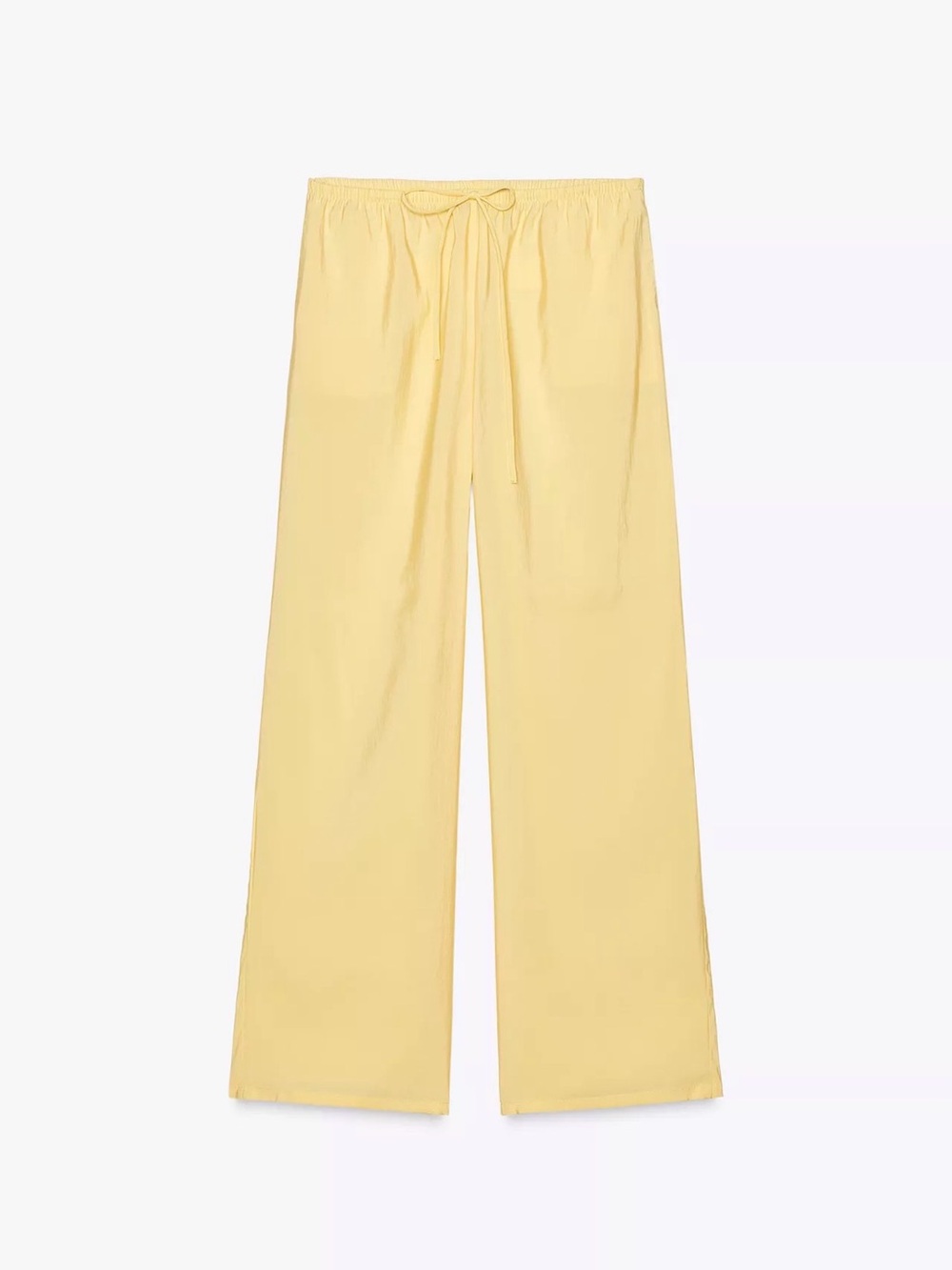 Zara Pale Yellow Wide-Leg Drawstring Pants